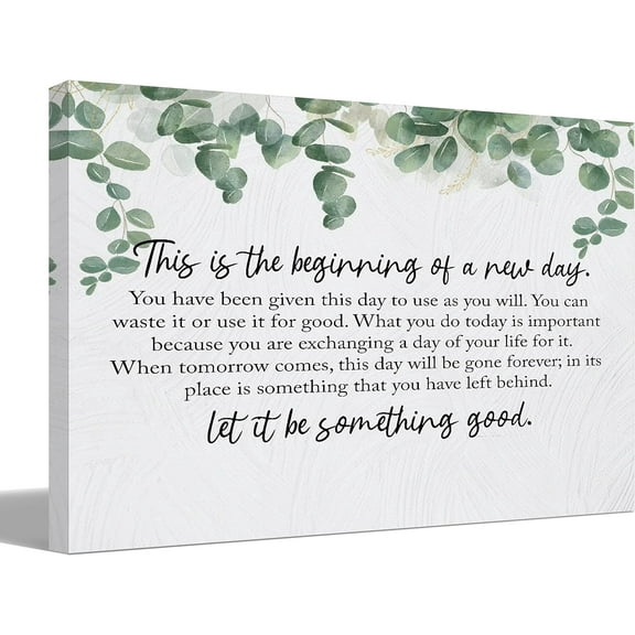 Inspirational This is the Beginning of a New Day Canvas Wall Art Prints Decor for Home Bathroom Bedroom Living Room Office,Motivation Themed Art Decor 11x14 Inch,Positive Saying Art Gifts