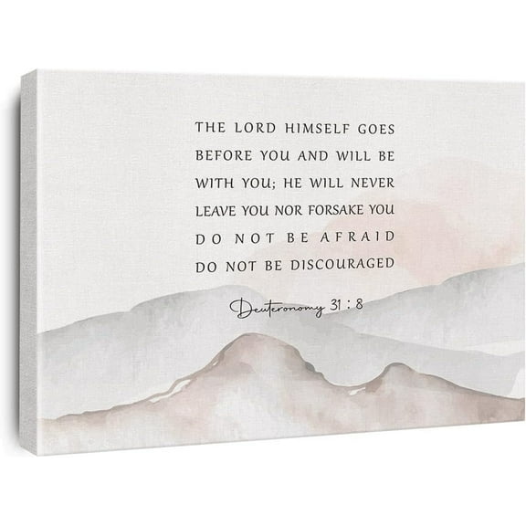 Inspirational Bible Verse Canvas Print Decor Watercolor Deuteronomy 31 : 8 Christian Wall Painting Posters 12\u201dX15\u201d Scripture Home Office Decoration (Framed)\u2026