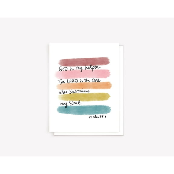 Inspirational Bible Verse Card - "God is My Helper" Design - Encouragement for Friends and Family - Blank Inside for Personalized Messages - Perfect for Faith-Based Giving