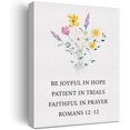 thumbnail image 1 of Inspirational Bible Verse Christian Wall Art Canvas Painting Print Framed Floral Romans 12:12 Scriptures Canvas Poster Sign for Home Office Decor (12x15 Inch), 1 of 5