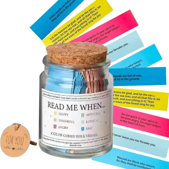 Inspirational Bible Verse Jar Gift Set with 90 Scripture Cards, Necklace, and Bookmark for Mindfulness and Gratitude