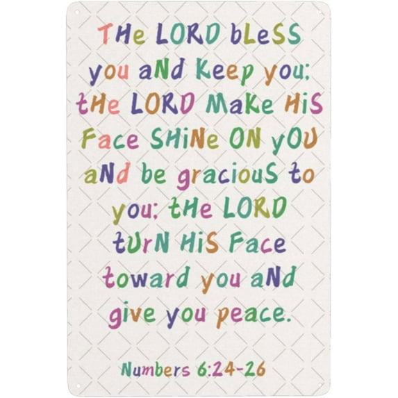 Inspirational Bible Verse Numbers 6:24-26 Tin Plaques Wall Decor Colorful The Lord Bless You Hanging Posters Prints Decorative Suitable For Christian Wall Decor For Home Nursery Gift 8x12 Inch