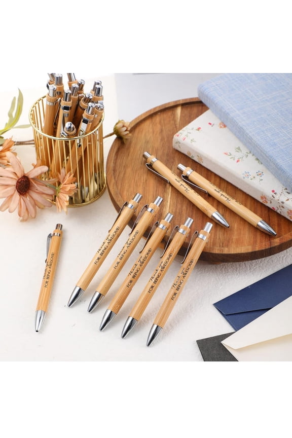 Inspirational Bible Verse Pen with Wooden Barrel, Sustainable Press-Action Ballpoint Pen, Motivational Notebook & Keychain Gift Set, Office School Writing Supplies