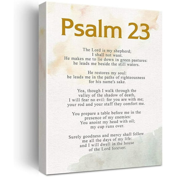 Inspirational Bible Verse Print Psalm 23 the Lord is My Shepherd Scripture Paintings Canvas Wall Art Poster Artwork Ready to Hang