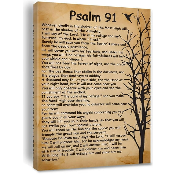 Inspirational Bible Verse Print  poster Psalm 91 He Who Dwells in the Secret Place Paintings Canvas Wall Art Poster Artwork Modern Home Office Decor Christian Gifts
