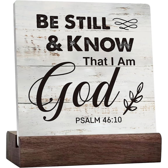 Inspirational Bible Verse Be Still And Know Ceramic Table Sign Desk Decor Rustic Christian Scripture Ceramic Desk Sign For Home Living Room Office Shelf Table Decoration