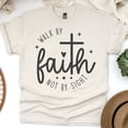 thumbnail image 1 of Inspirational Bible Verse Tee with Cross and Faith Lettering, Natural, Size L, 1 of 6