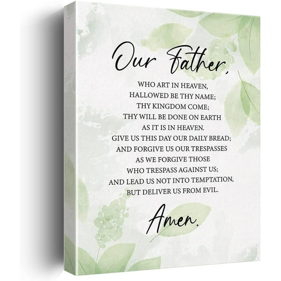 Inspirational Bible Verse Wall Art Decor Religious the Lord's Prayer Canvas Painting Framed Scripture Canvas Artwork Print Poster 12"x15" Decoration for Home