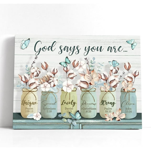 Inspirational Bible Verse Wall Art Encouraging Canvas Wall Decor God Says You Are Wall Picture Print Christian Gift Quotes For Office Dining Religious Pictures Bathroom Wall Art 12x16 Inch (cotton)