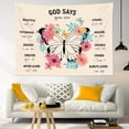thumbnail image 1 of Inspirational Bible Verse Wall Tapestry with Butterfly and Pink Floral Design, Beige Background, 60 x 40 Inch Hanging Decor for Bedroom or Living Room, 1 of 5
