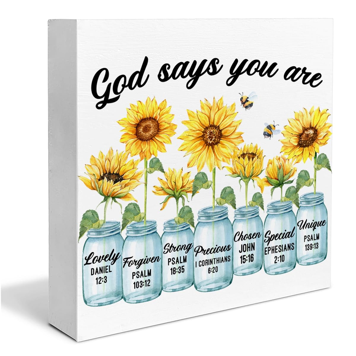Inspirational Bible Verse Wooden Box Sign ATT1Christian Home God Says ...