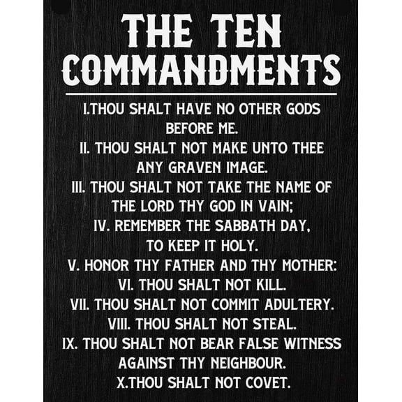 Inspirational Bible Verses Ten Commandments Wall Decor poster  Christian 10 Commandments Wall Art poster Rustic Scripture The Ten Commandments poster Unframed12x18inch(30x45cm)