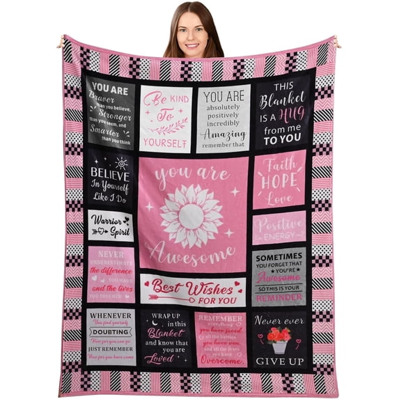 Inspirational Blanket Gifts for Women, Get Well Gifts for Women, Thinking of Gifts Throw, Get Well Soon Gifts After Surgery, Encouragement Gifts for Women Friends Birthday Gifts Hug Blanket 40x50