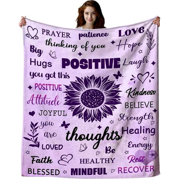Inspirational Blanket You are Awesome Positive Thoughts Throw Blanket Get Well Soon Gifts for Women Men 50"X40"