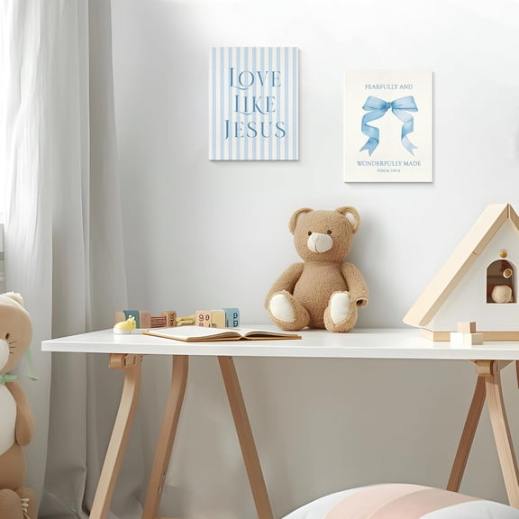 Inspirational Blue Bow Canvas Wall Art 4 Pack 11 x 14 Inch Decorative Prints Perfect for Teen Girls Bedroom Bathroom Dorm Room