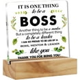 thumbnail image 1 of Inspirational Boss Appreciation Gift Boss Gifts for Mentor Leader, Boss Quote Desk Decor Acrylic Leadership Desk Plaque Sign with Wood Stand Home Office Desk Sign Keepsake, 1 of 6