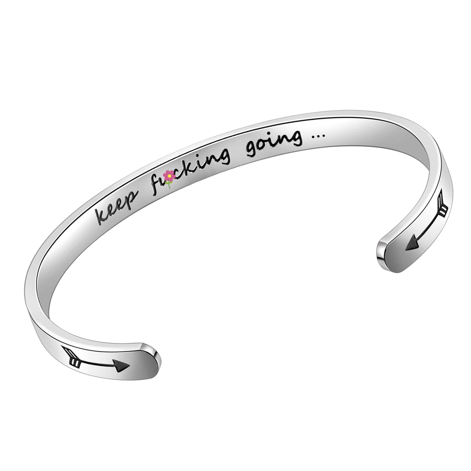 Personalized Inspirational Cuff Bracelet For Women - Hidden Message Engraved, Stainless Steel, Adjustable