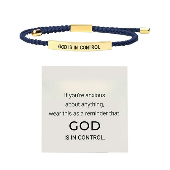 Inspirational Bracelets for Men and Women God Is In Control Bracelet with Adjustable Braided Design Motivational Stainless Steel Lettering for Everyday Wear and