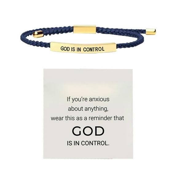 Inspirational Bracelets God Is In Control Adjustable Braided Stainless Steel Motivational Jewelry for Men and Women Fitness Accessory