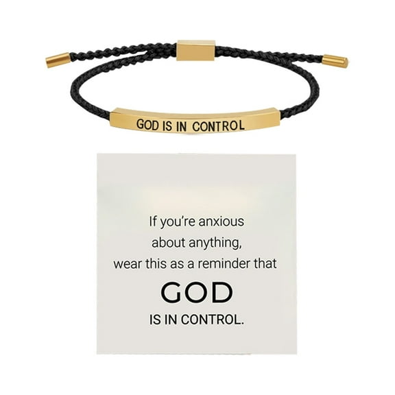 Inspirational Bracelets for Motivational Support - God Is In Control Adjustable Braided Stainless Steel Lettering Design Handmade
