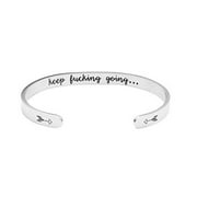 ANANJING Inspirational Bracelets for Women Mom Personalized Gift for Her Engraved Cuff Bangle Crown Birthday Jewelry