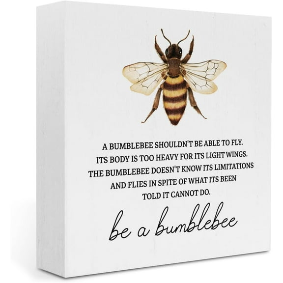 Inspirational Bumble Bee Decor Bee Gifts Wood Box Sign 7x7 Inches Desk Decor For Tiered Tray Table Shelf Rustic Country Wooden Square Sign Decor Summer Decorations For Home Nursery Farmhouse Bedroom