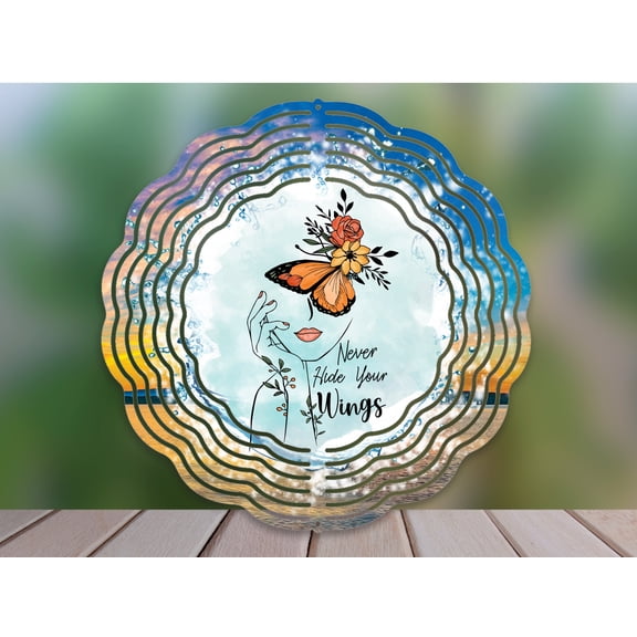 Inspirational Butterfly Wings 10-Inch Wind Spinner, Outdoor Garden Decor