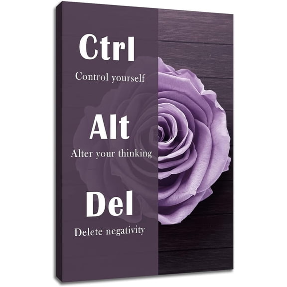 Inspirational Canvas Painting Ctrl Alt Del Word Motivational Wall Art Entrepreneur Quotes Poster Prints Wall Pictures for Home Living Room Home Decor Office Framed Ready to Hang [12''''W X 18''''H]