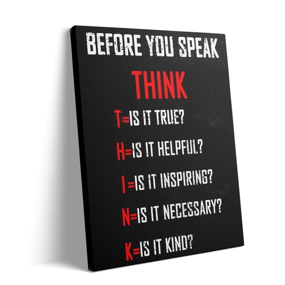Inspirational Canvas Wall Art Decor - Before You Speak THINK Art Decor Print, Motivational Poster Print, Inspirational Canvas Wall Art Decor for Office, Classroom or Home