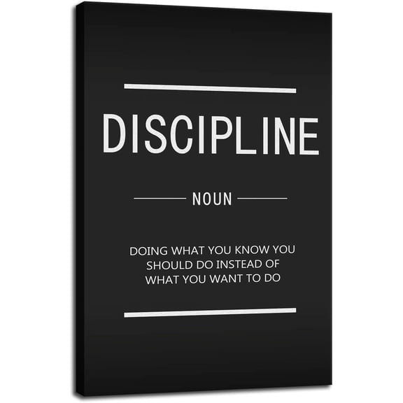 Inspirational Canvas Wall Art Discipline Painting Poster Inspiring Entrepreneur Quotes Proverbs Picture Print Artwork Office Decoration Home Wall Decoration Frame Ready to Hang12x18