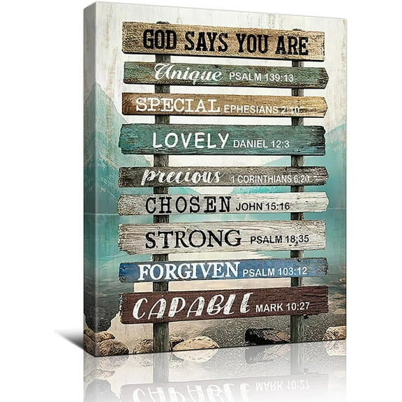 Inspirational Canvas Wall Art Encouraging Bible Verses Wall Decor Marson Jars God Says You Are Wall Art For Home Office Dining Room Bathroom Wall Decor Farmhouse Wall Art Framed 16x12in