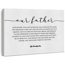 Inspirational Canvas Wall Art Our Father Prayer Print Framed the Lords Prayer Scripture Painting Artwork Ready to Hang Home Dining Room Kitchen Decor 15x11.5 Inches