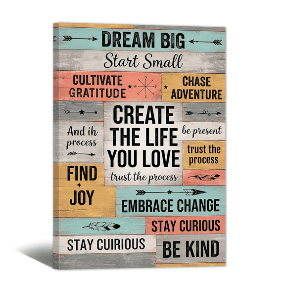 Inspirational Canvas Wall Art - Framed Dream Big Start Small Quotes Prints Colorful Motivational Motto Artwork Paintings Gifts for Living Room Classroom Library Office Home Wall Decor