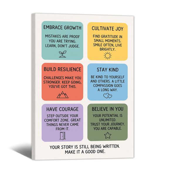 Inspirational Canvas Wall Art, Framed Motivational Quotes Paintings Colorful Encouragement Words Canvas Print Gifts for Men Women Living Room Classroom Office Home Decor