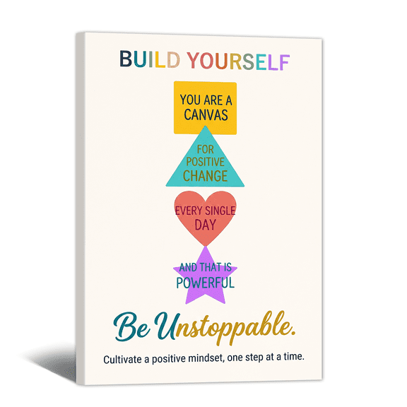Inspirational Canvas Wall Art, Framed Motivational Quotes Paintings Colorful Encouragement Words Canvas Print Gifts for Men Women Living Room Classroom Office Home Decor