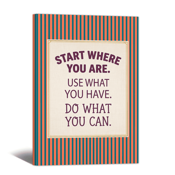 Inspirational Canvas Wall Art - Framed Start Where You Are Quotes Prints Modern Striped Artwork Positive Sayings Paintings Gifts for Living Room Library Classroom Office Home Wall Decor