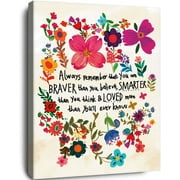 Inspirational Canvas Wall Art for Girls,Always Remember That You Are Braver Than You Believe Wall Decor,Motivational Wall Art for Teens Women,Encouragement Wall Decor
