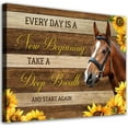 thumbnail image 1 of Inspirational Canvas Wall Art Horse Wall Decor Every Day is A New Beginning Sunflower Canvas Pictures Brown Wooden Board Modern Artwork for Living Room Bedroom Home Decor Ready to Hang 12" x 16", 1 of 6