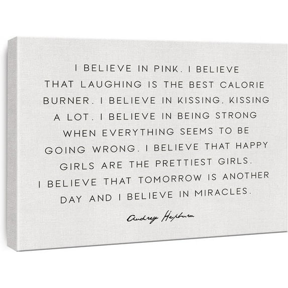 Inspirational Canvas Wall Art I Believe in Pink Motivational Quotes Canvas Print Framed Painting Artwork Home Office Wall Decor 15x11.5 Inches