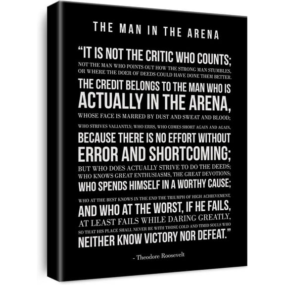 Inspirational Canvas Wall Art the Man in the Arena Quote Canvas Prints Framed Theodore Roosevelt Speech Quotes Paintings Artwork Ready to Hang Wall Decor for Home Living Room Office
