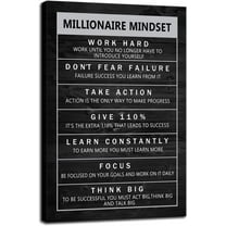 Inspirational Canvas Wall Art Motivational Entrepreneur Proverbs Millionaire Mindset Inspirational Painting Poster Print Artwork Office Wall Decoration Frame Ready to Hang[12" W X 18" H]