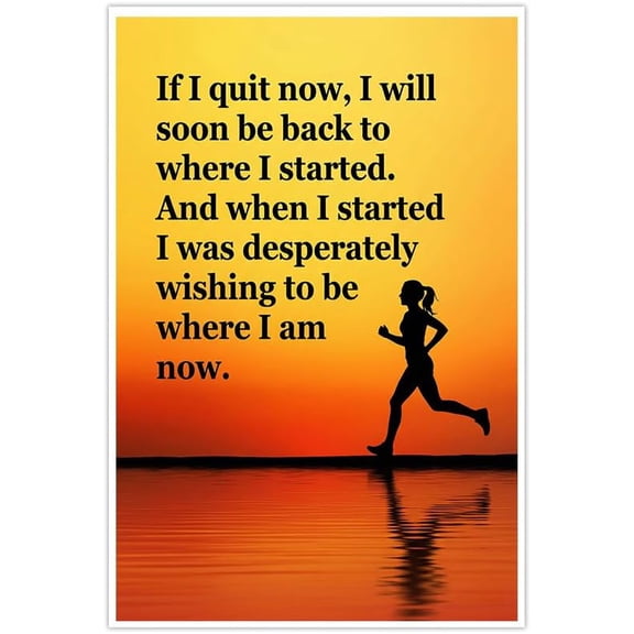 Inspirational Canvas Wall Art Motivational Quotes Poster Running Woman Silhouette Sunset Fitness Print Home Gym Office Living Room Bedroom Decor Success Artwork