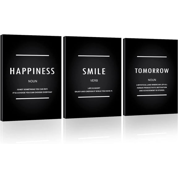 Inspirational Canvas Wall Art Office Decor, Motivational Bedroom Wall Decor Poster Smile Happiness Tomorrow Positive Affirmations Quotes Painting Picture Success Leadership Gift for Men Women