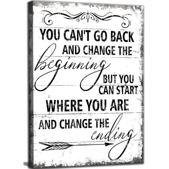 Inspirational Canvas Wall Art You Can''t Go Back and Change The Beginning painting Decor Pictures Motivational Positive Quotes Posters Prints for Bedroom Office Living Room Home Decoration