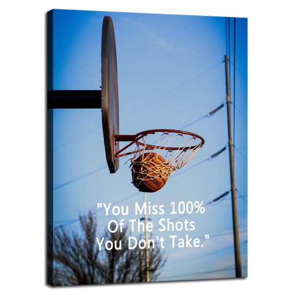 Inspirational Canvas Wall Art You Miss 100% Of The Shots You Don't Take Inspiring Poster Office Wall Decor poster