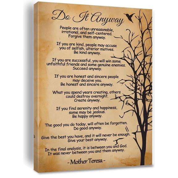 Inspirational Canvas poster  Wall Art Motivational Do It Anyway Quote Canvas Print Positive Canvas Painting Office Home Wall Decor Gift poster