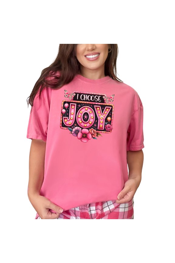Inspirational Choosing Joy T-Shirt, Positive Quote Tee, Uplifting Graphic Shirt, Joyful Message Top, Motivational Apparel Gift, Crunchberry Comfort Colors T-Shirt, Large