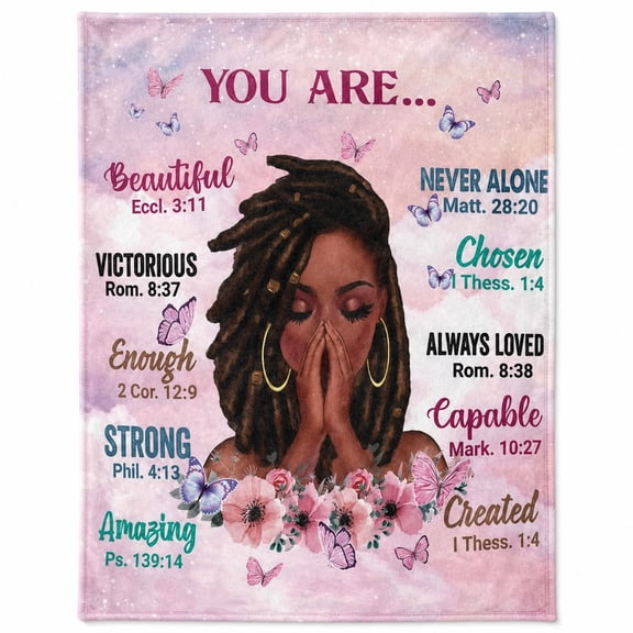 Inspirational Christian Fleece Throw Blanket, Pink Faith Affirmation Gift