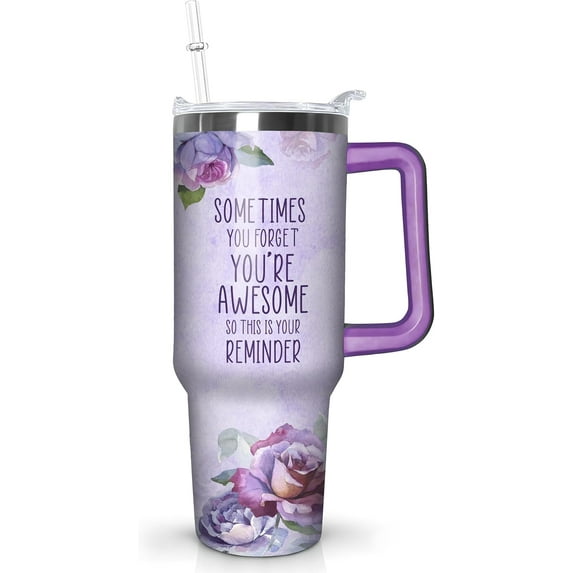 Inspirational Christian Gifts For Women - Unique Motivational Religious Catholic Birthday Mothers Day Gifts for Her 40oz Insulated Stainless Steel Tumbler with Handle and Straw Lid Cup Mug