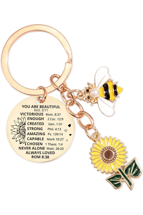 Inspirational Christian Gifts Keychain for Women - Religious Gift Keyring for Men, Priests, Sister, Friend, Mom, Catholic